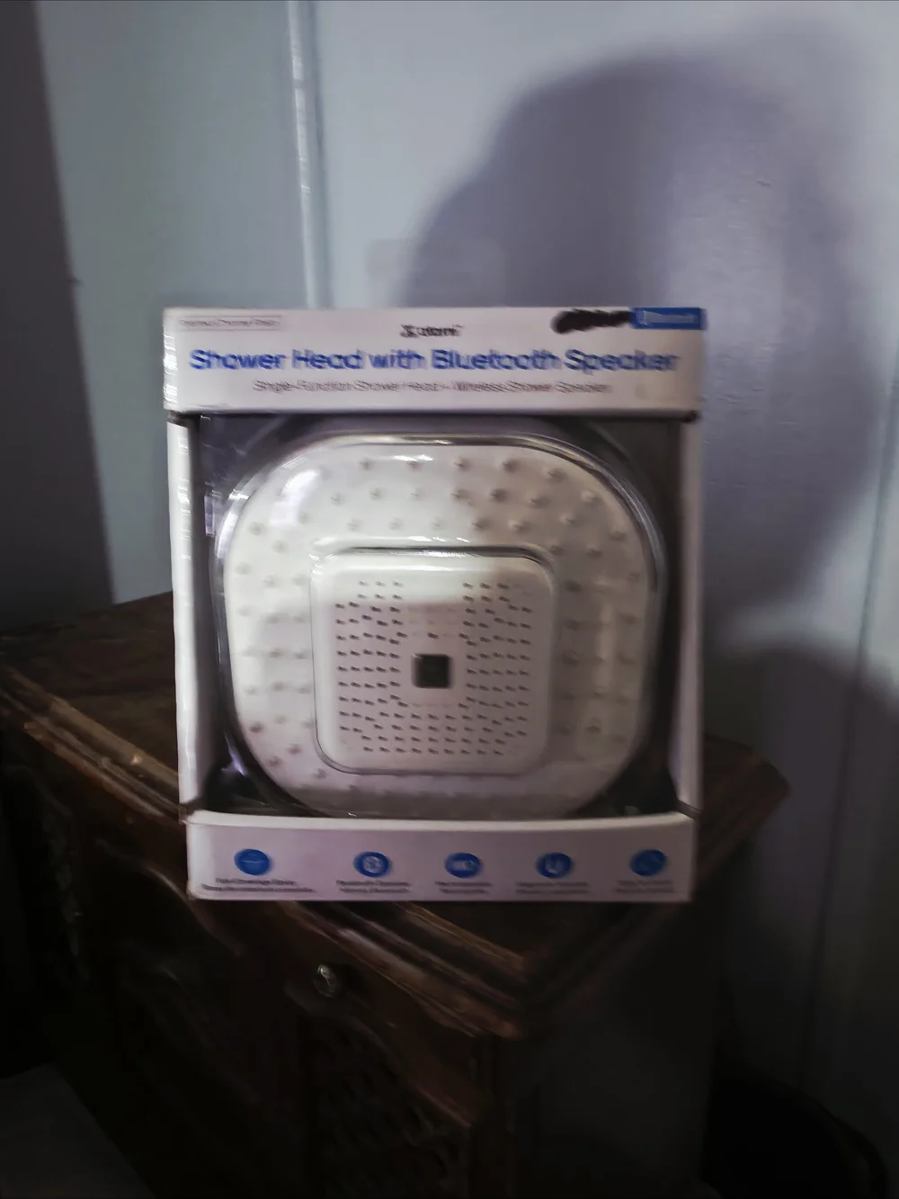 White Bluetooth Shower Head Speaker — Wireless Waterproof Audio